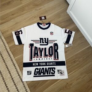 Mitchell & Ness White and Blue New York Giants Tee